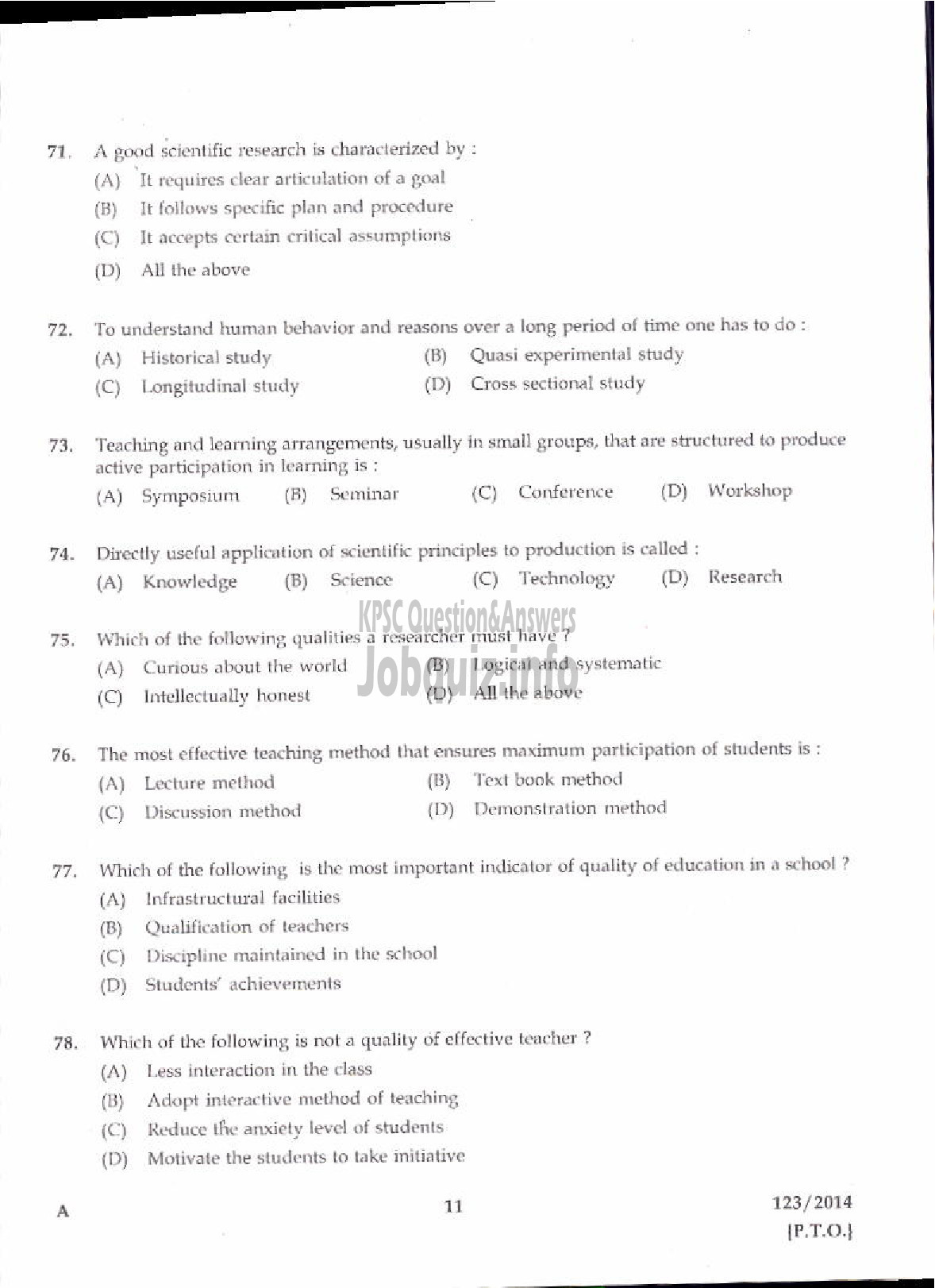 Kerala PSC Question Paper - LECTURER IN POLITICAL SCIENCE KERALA COLLEGIATE EDUCATION-9