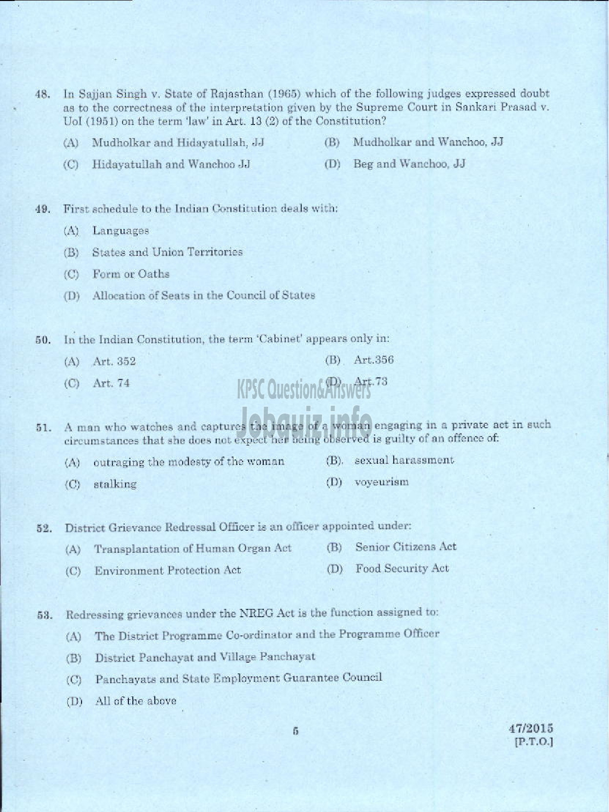 Kerala PSC Question Paper - LECTURER IN SANSKRIT VEDANTA COLLEGIATE EDUCATION-5