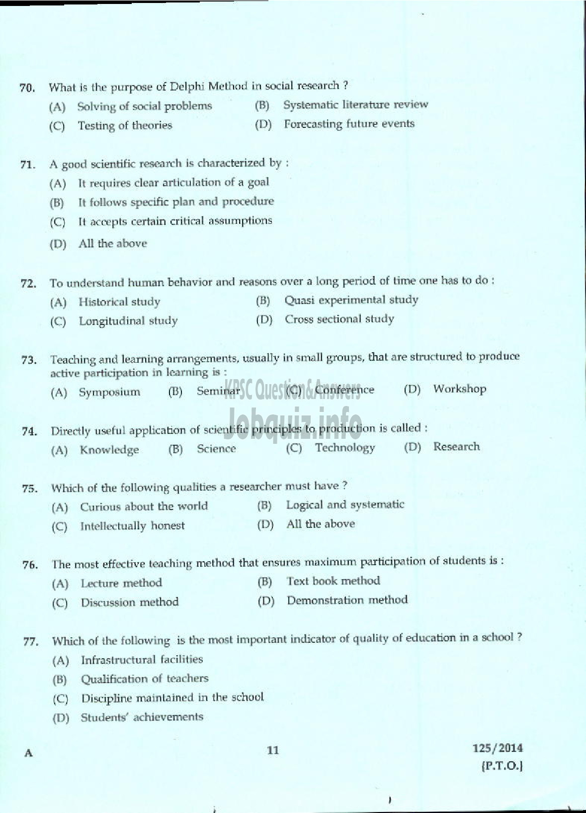 Kerala PSC Question Paper - LECTURER IN SOCIOLOGY KERALA COLLEGIATE EDUCATION-9