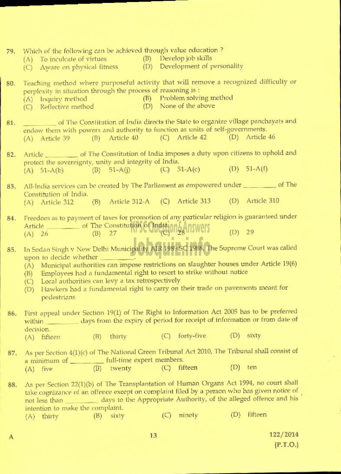 Kerala PSC Question Paper - LECTURER IN STATISTICS KERALA COLLEGIATE EDUCATION-11