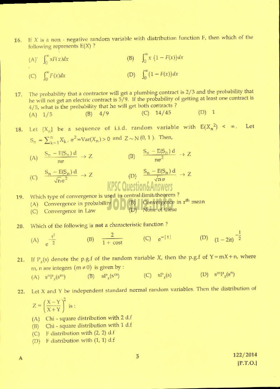 Kerala PSC Question Paper - LECTURER IN STATISTICS KERALA COLLEGIATE EDUCATION-3