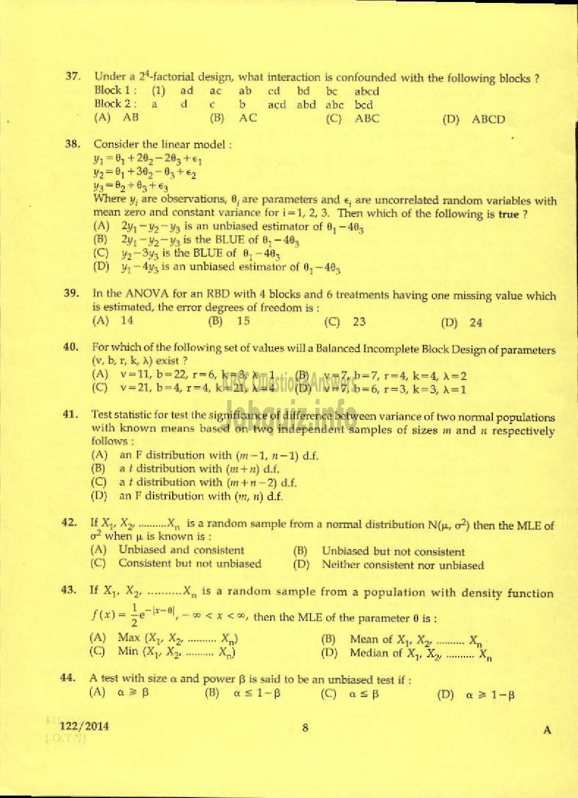 Kerala PSC Question Paper - LECTURER IN STATISTICS KERALA COLLEGIATE EDUCATION-6