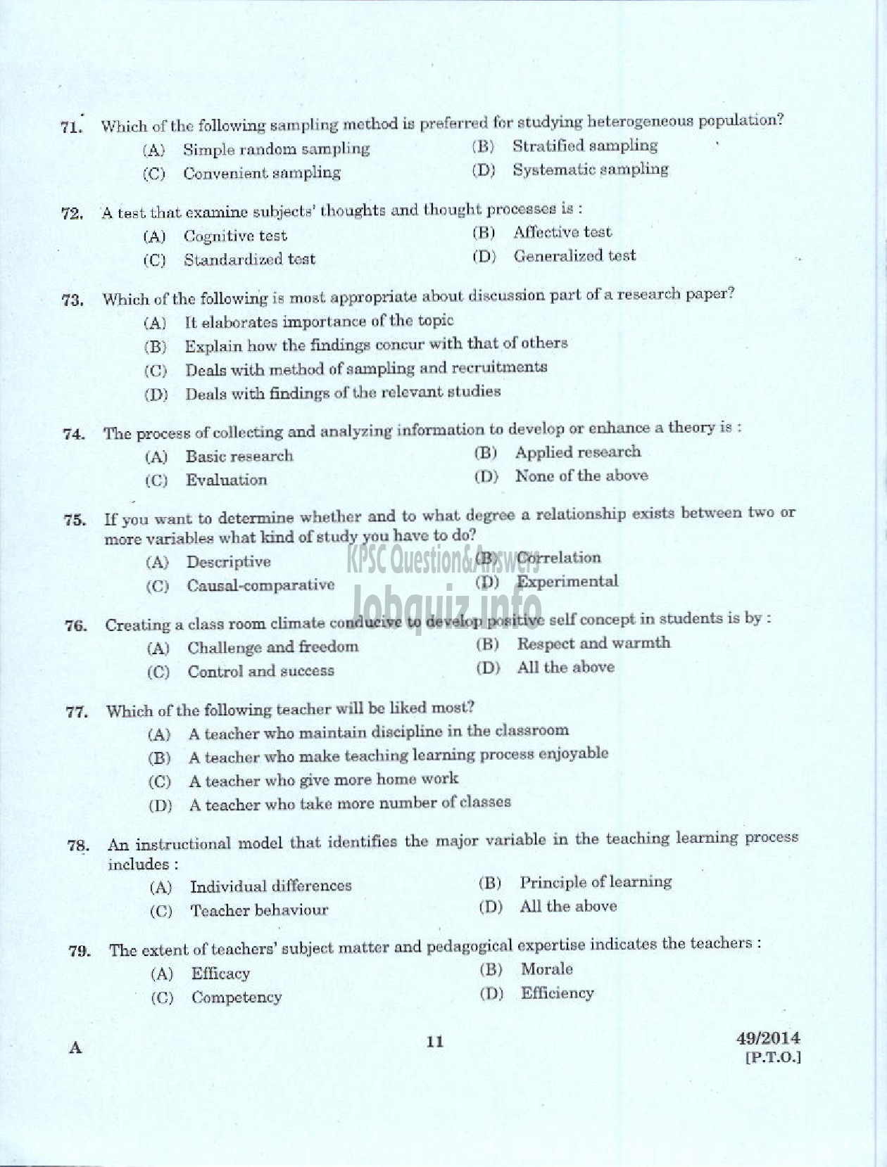 Kerala PSC Question Paper - LECTURER IN TAMIL KERALA COLLEGIATE EDUCATION-9