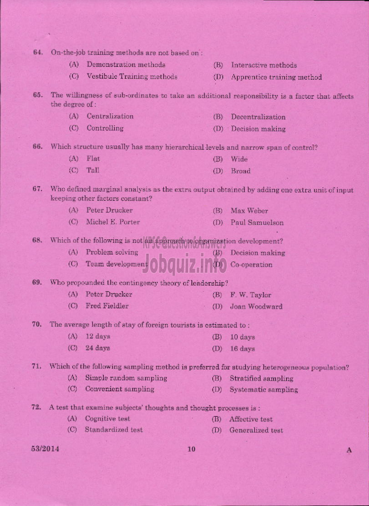Kerala PSC Question Paper - LECTURER IN TRAVEL AND TOURISM KERALA COLLEGIATE EDUCATION-8