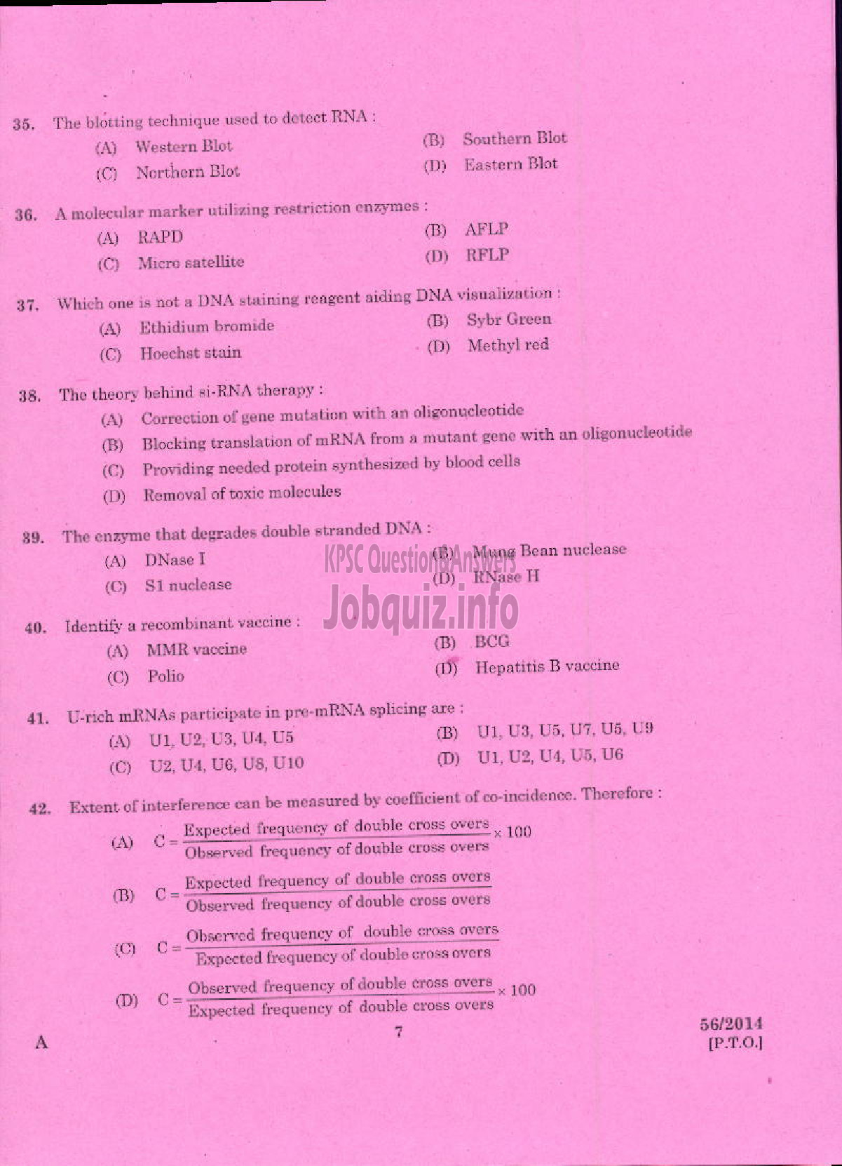 Kerala PSC Question Paper - LECTURER IN ZOOLOGY KERALA COLLEGIATE EDUCATION-5