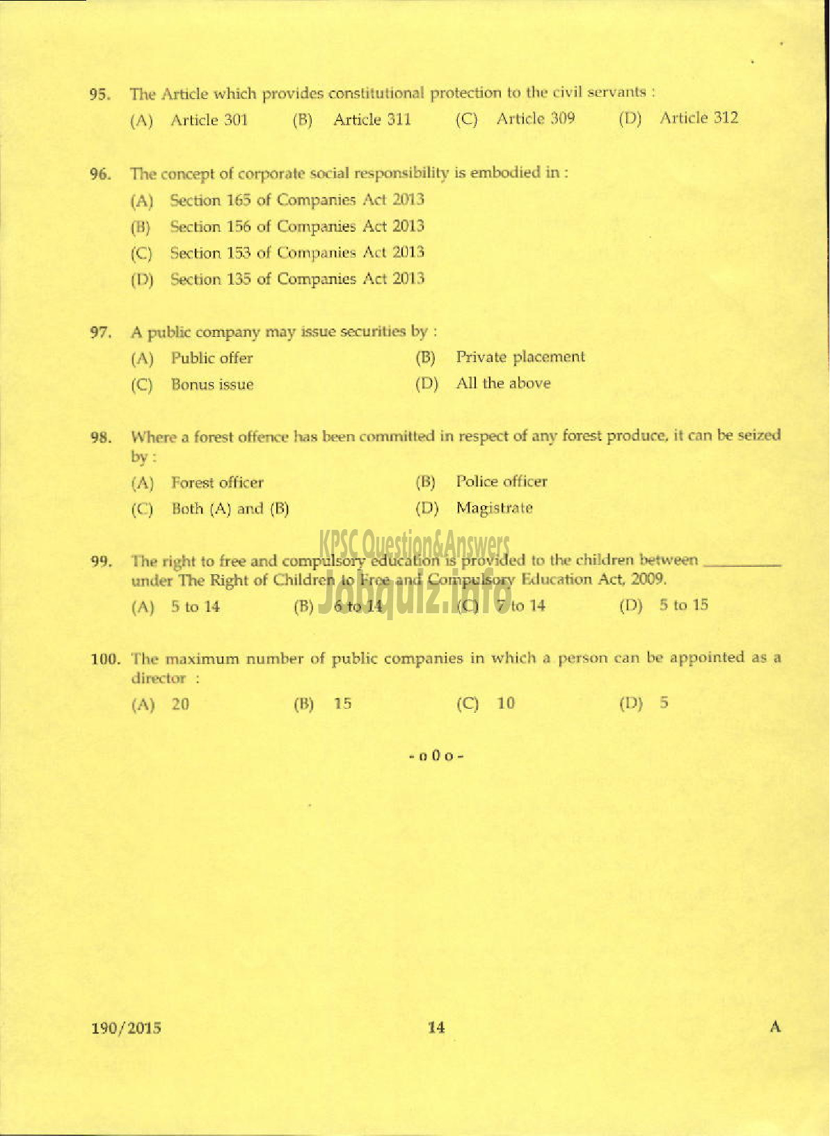 Kerala PSC Question Paper - LEGAL ASSISTANT GR II LAW GOVT SECRETARIAT-12