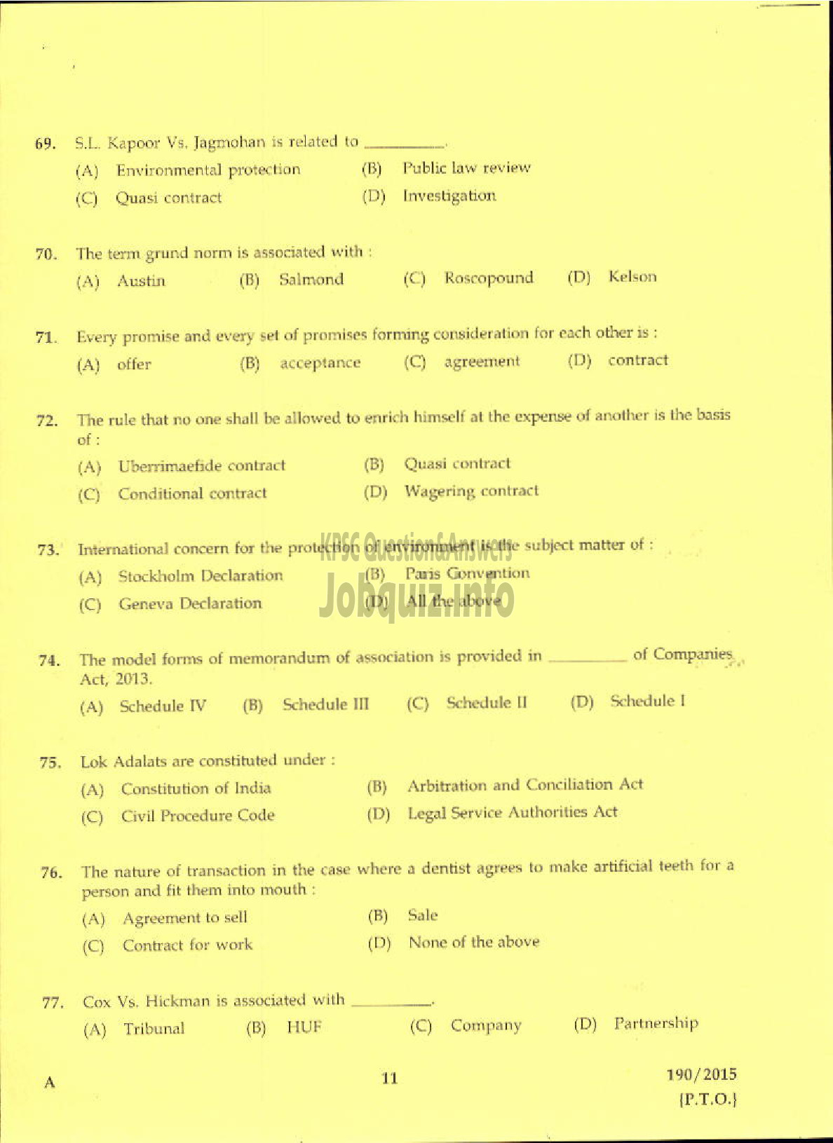 Kerala PSC Question Paper - LEGAL ASSISTANT GR II LAW GOVT SECRETARIAT-9