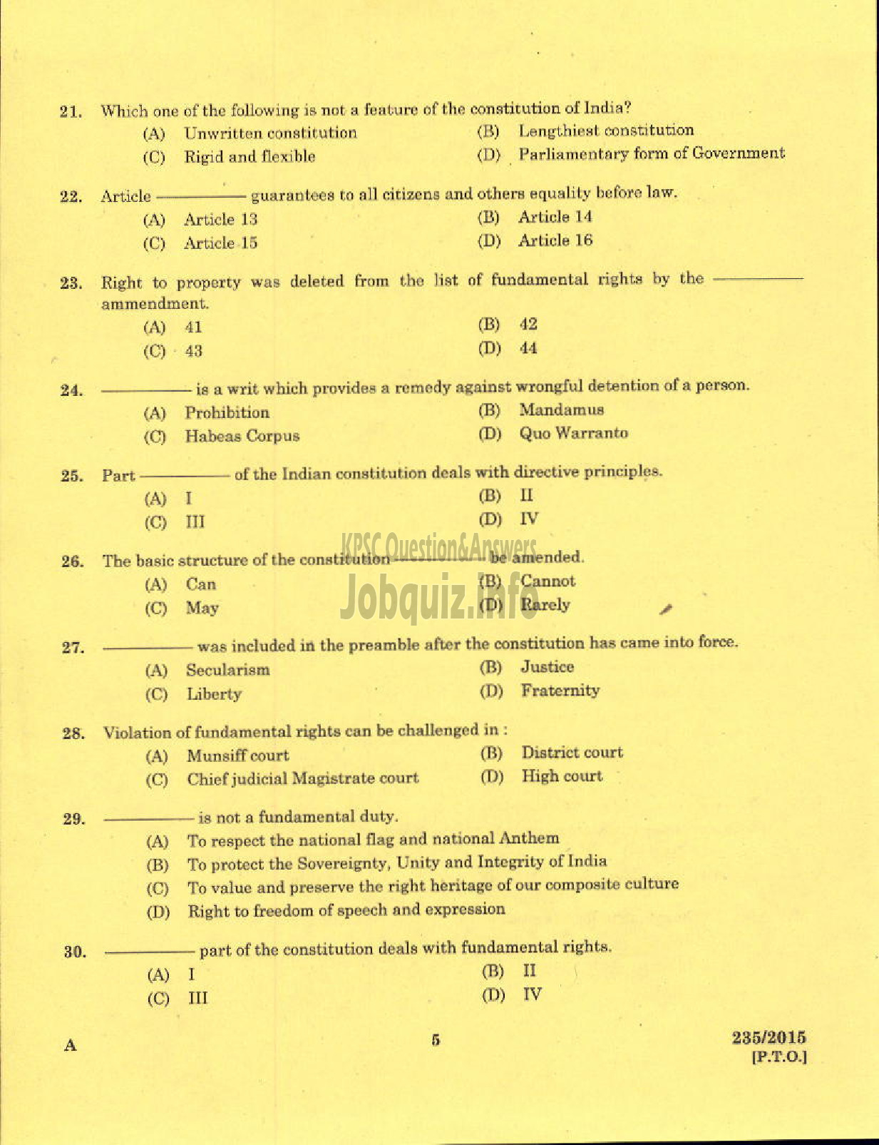 Kerala PSC Question Paper - LEGAL OFFICER KERALA FINANCIAL CORPORATION-3