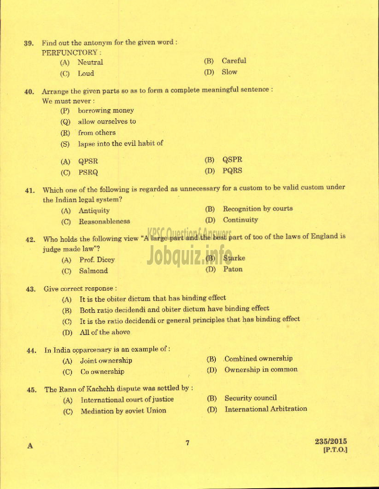 Kerala PSC Question Paper - LEGAL OFFICER KERALA FINANCIAL CORPORATION-5