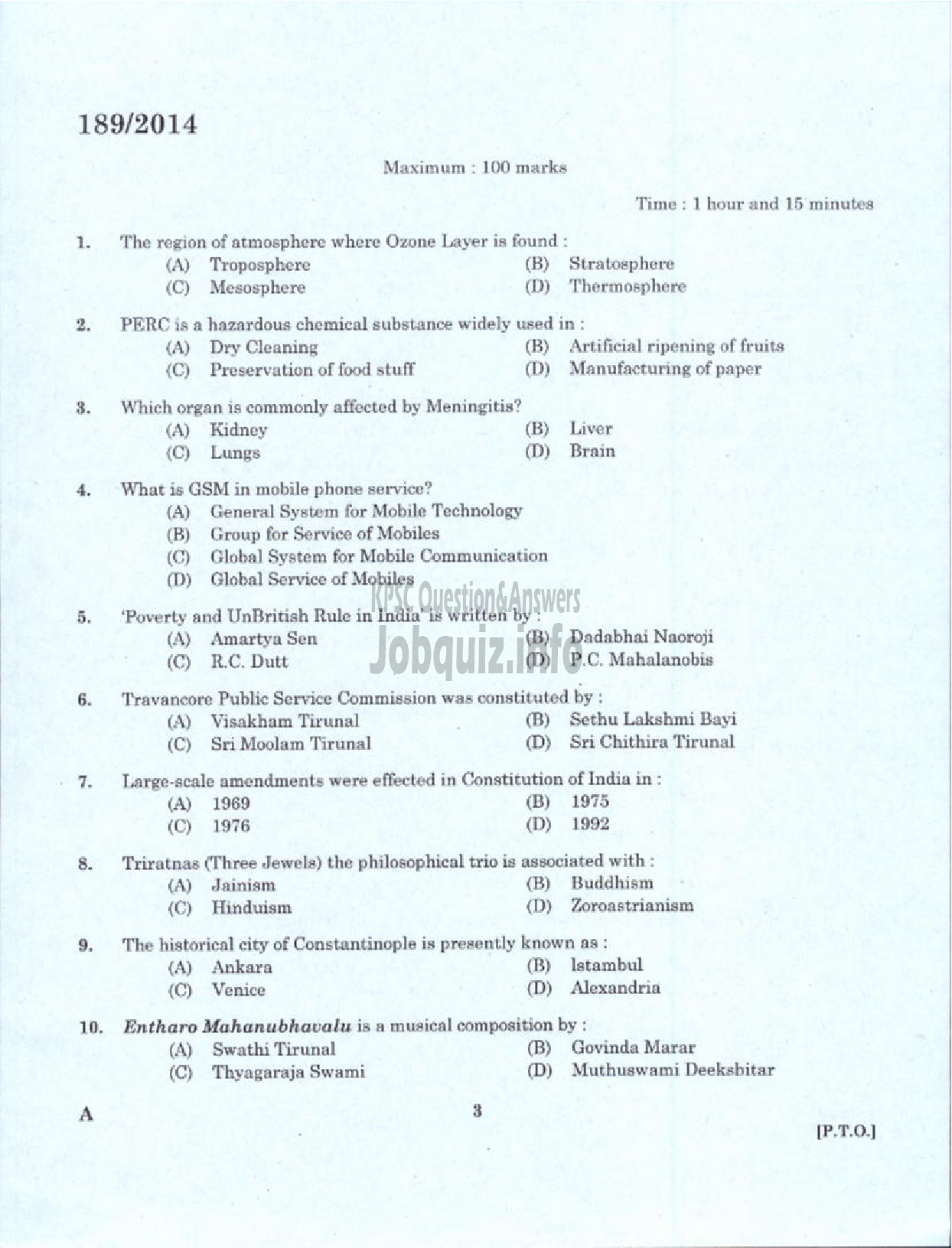 Kerala PSC Question Paper - LEGAL OFFICER KERALA FINANCIAL CORPORATION ALPY IDKY EKM-1