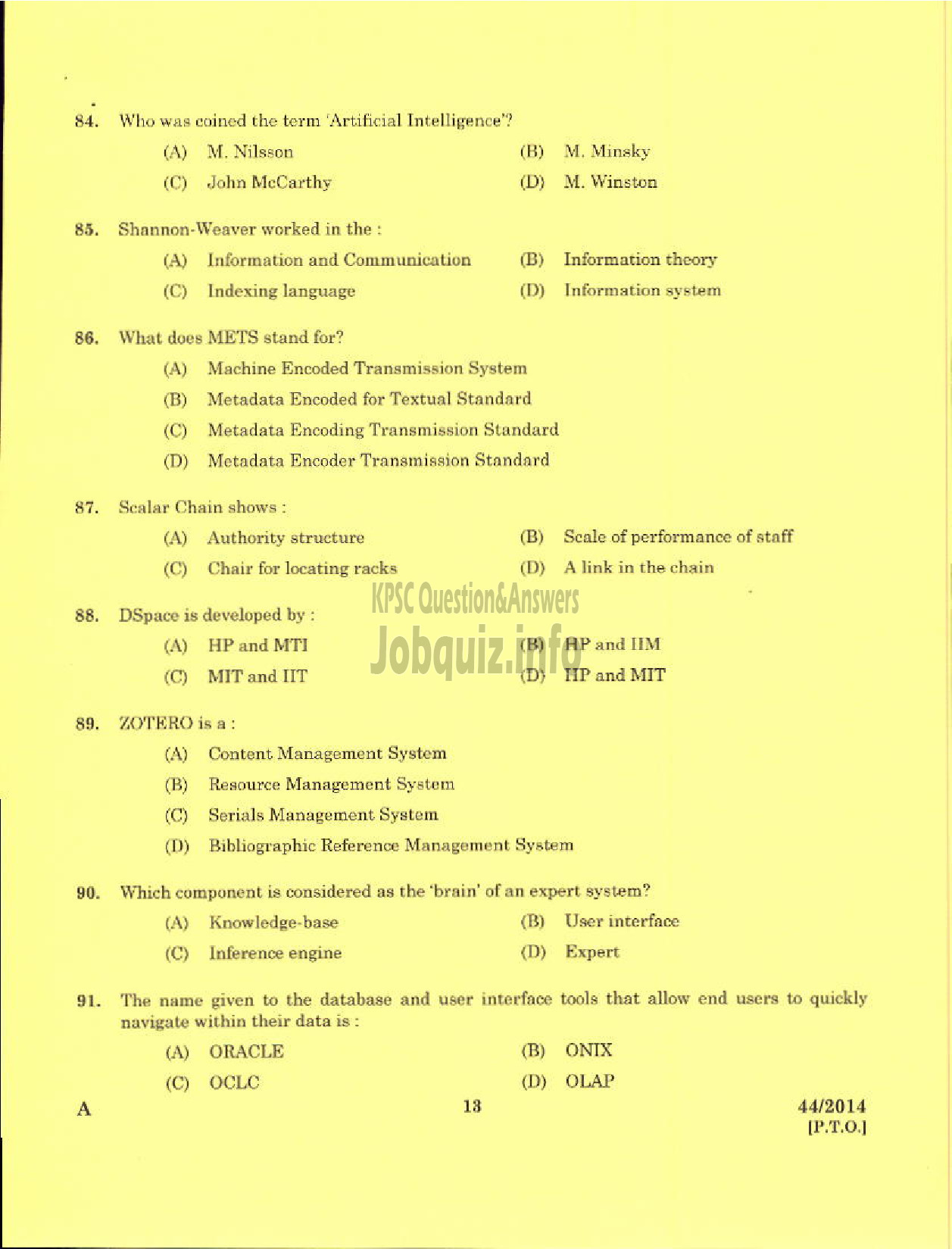 Kerala PSC Question Paper - LIBRARIAN GR II ALAPPUZHA KERALA MUNICIPAL COMMON SERVICE-11