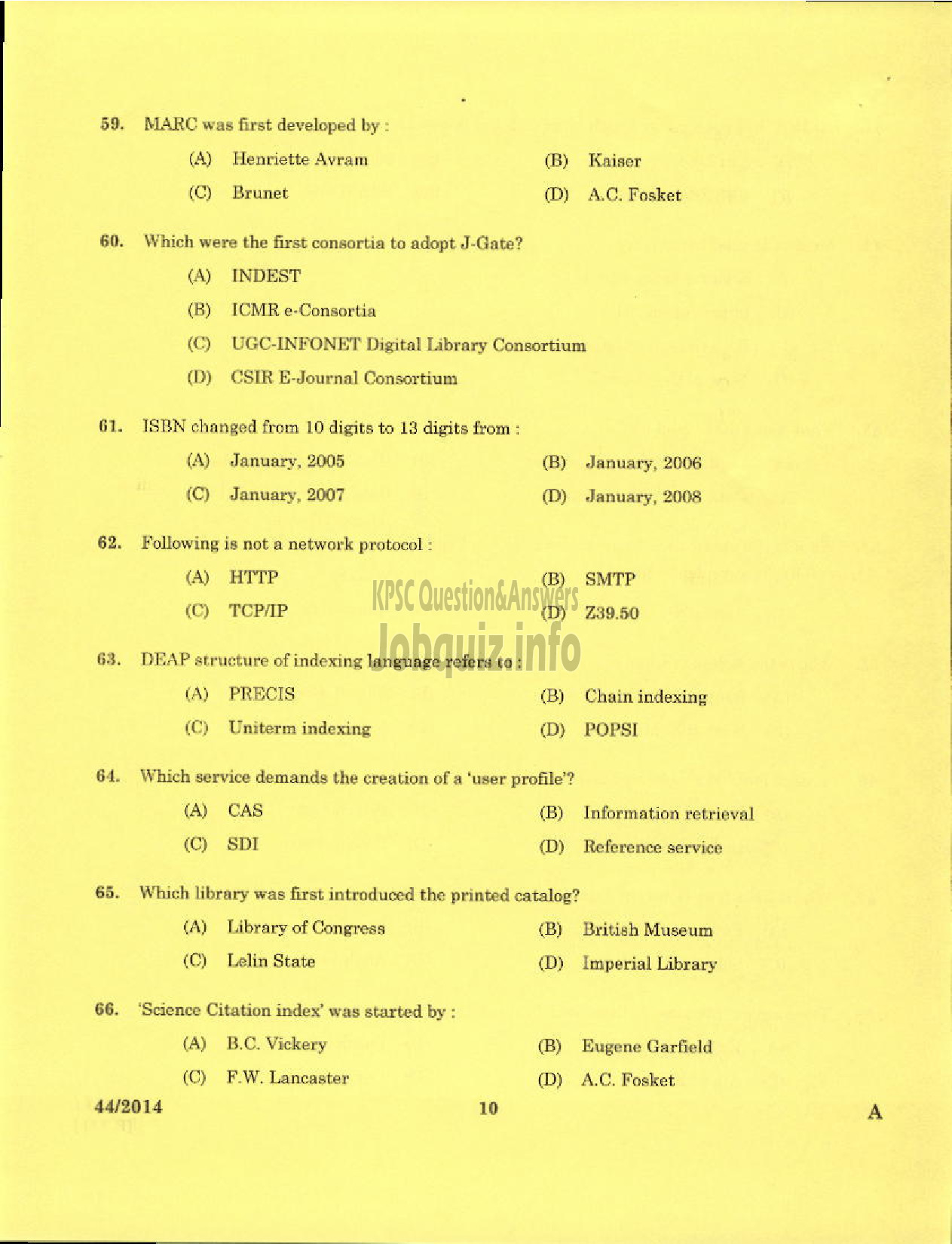 Kerala PSC Question Paper - LIBRARIAN GR II ALAPPUZHA KERALA MUNICIPAL COMMON SERVICE-8