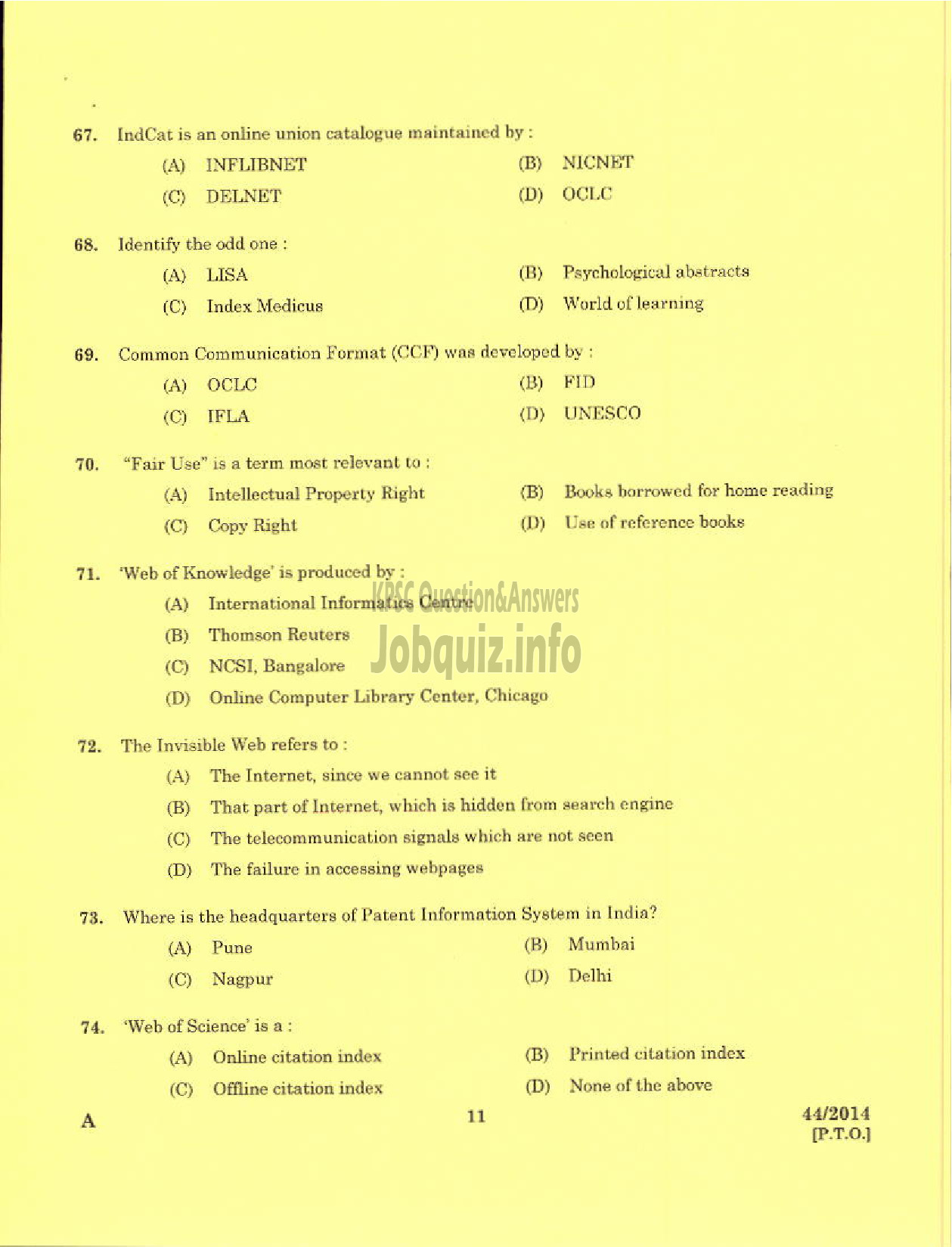 Kerala PSC Question Paper - LIBRARIAN GR II ALAPPUZHA KERALA MUNICIPAL COMMON SERVICE-9