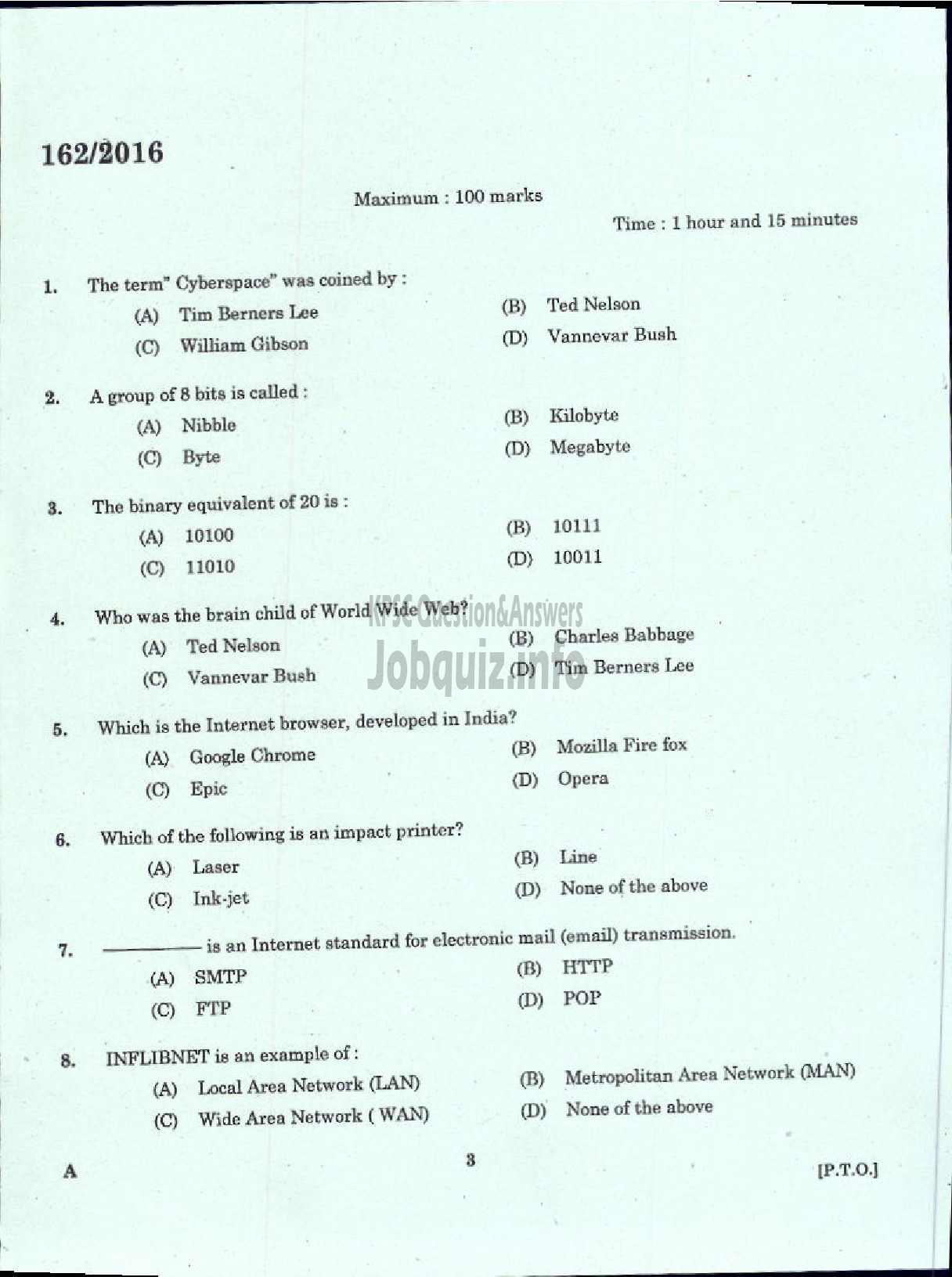 Kerala PSC Question Paper - LIBRARIAN GR IV KERALA COMMON POOL LIBRARY-1
