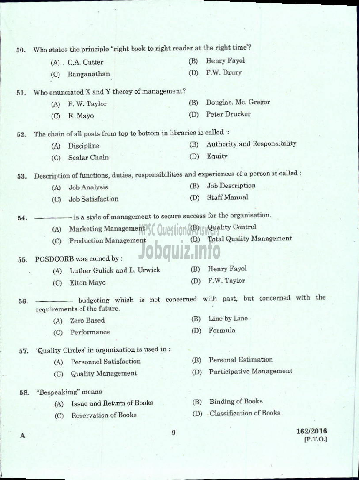 Kerala PSC Question Paper - LIBRARIAN GR IV KERALA COMMON POOL LIBRARY-7