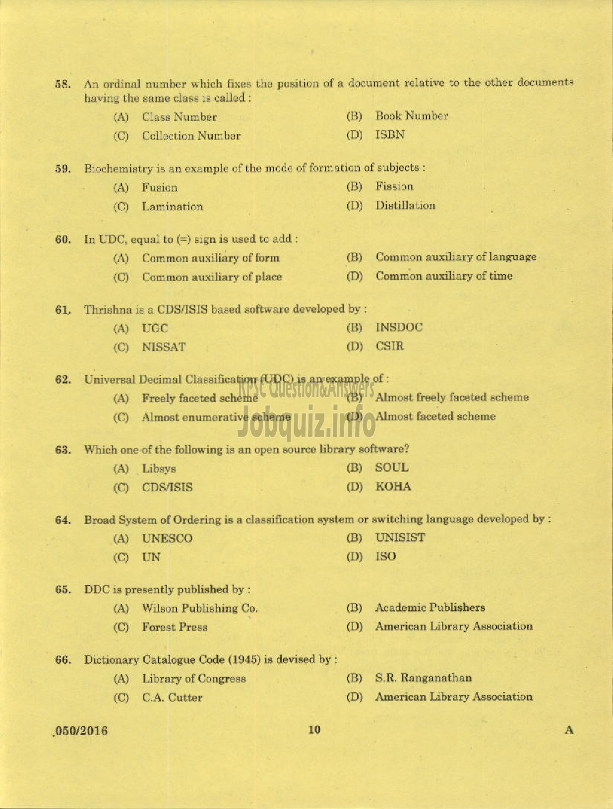 Kerala PSC Question Paper - LIBRARIAN GR IV KERALA STATE CENTRAL LIBRARY-8