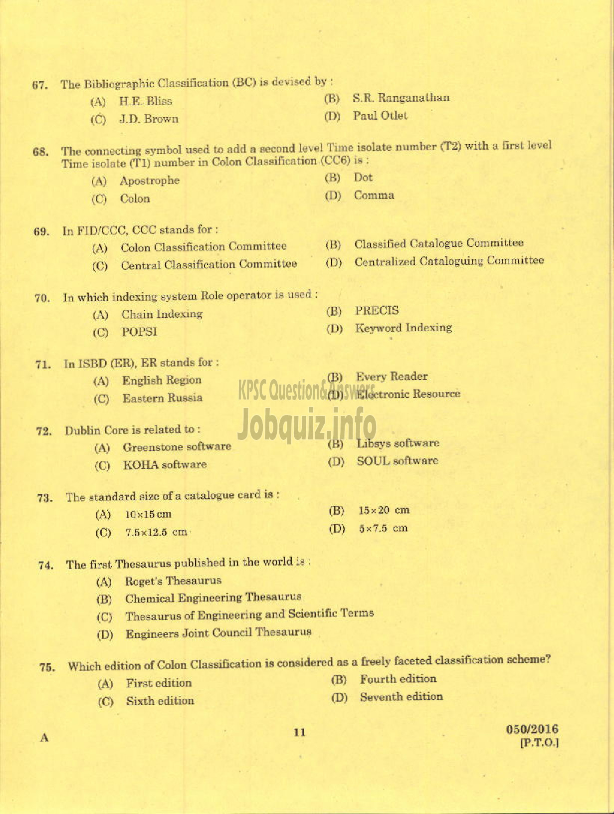 Kerala PSC Question Paper - LIBRARIAN GR IV KERALA STATE CENTRAL LIBRARY-9