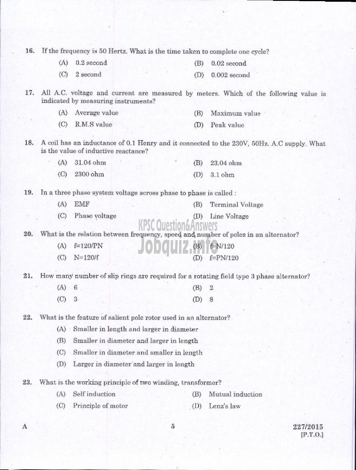Kerala PSC Question Paper - LINEMAN GR I REVENUE-3