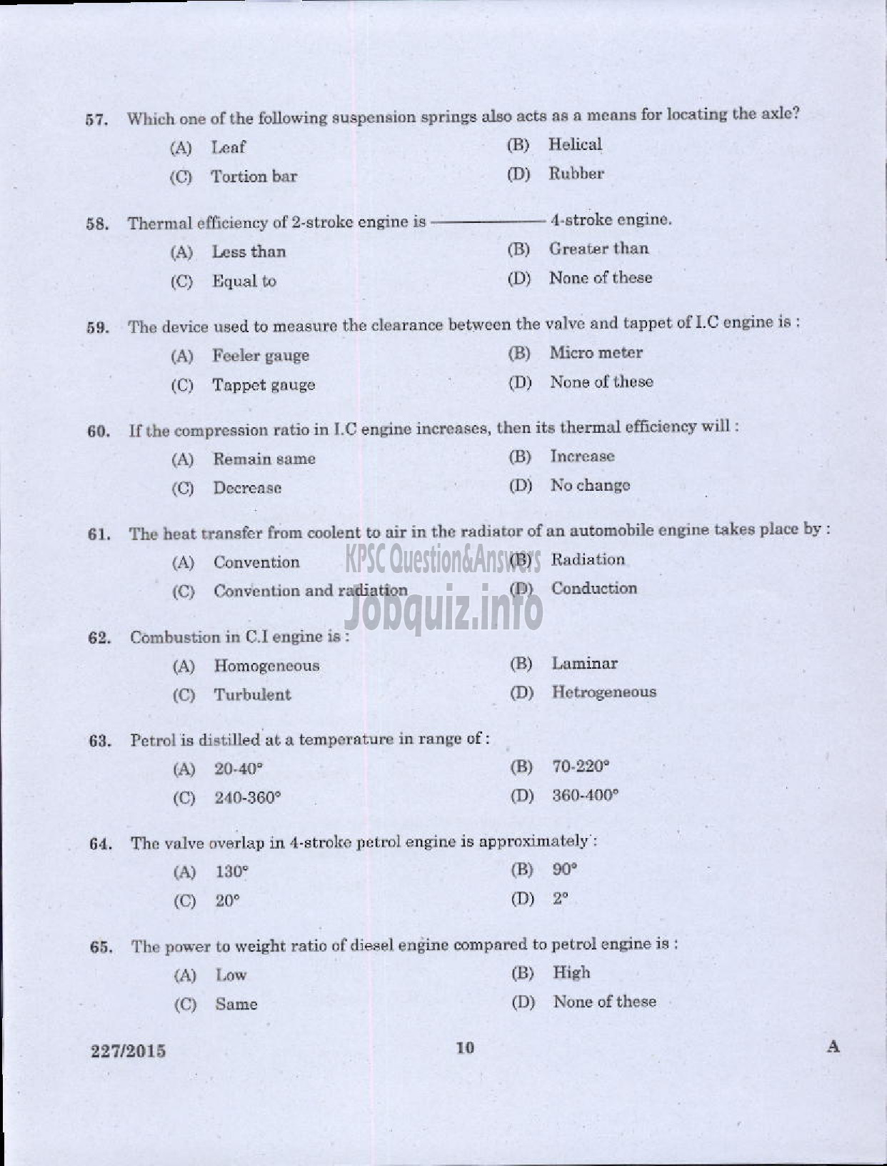 Kerala PSC Question Paper - LINEMAN GR I REVENUE-8