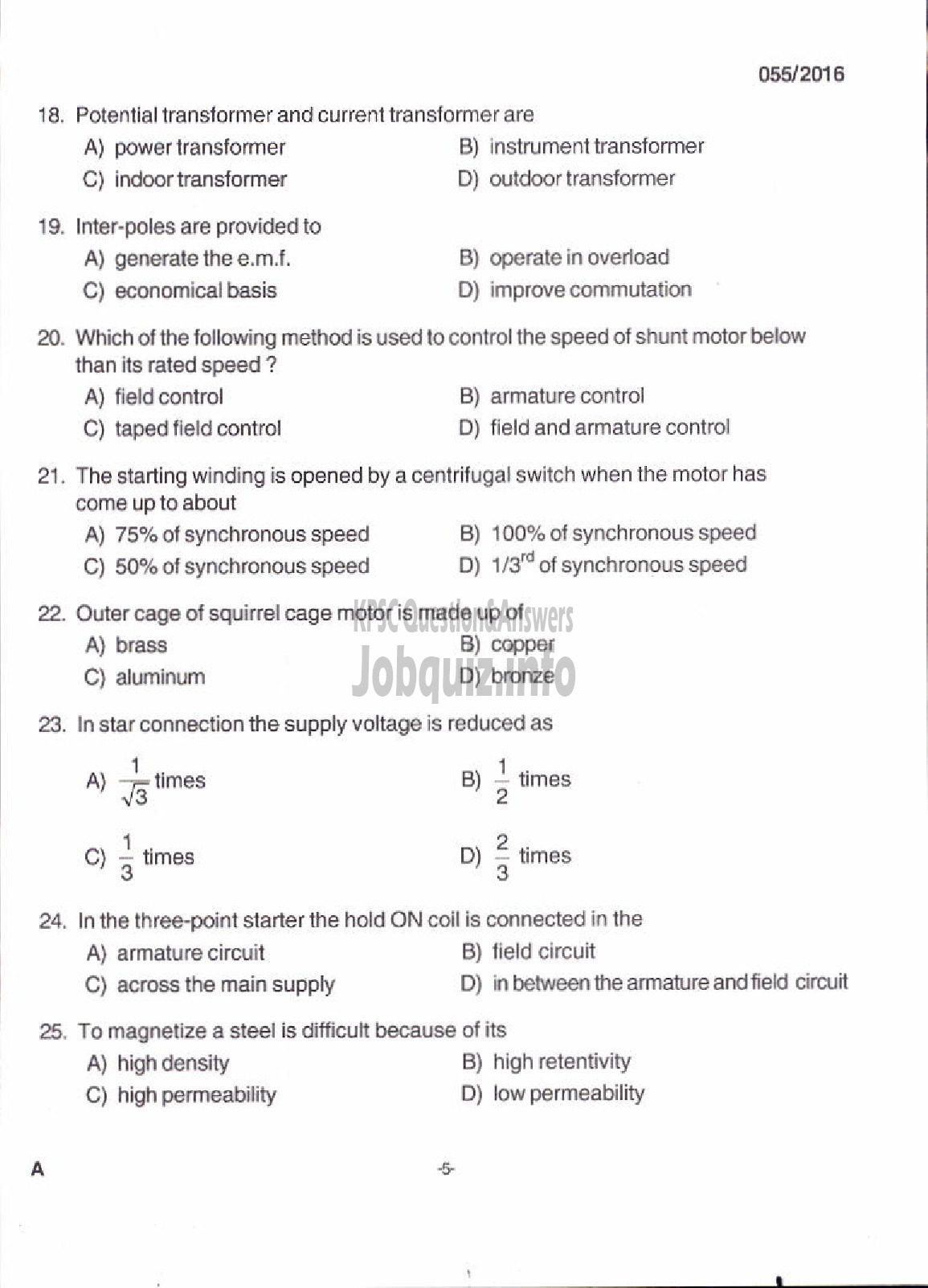 Kerala PSC Question Paper - LINEMAN PUBLIC WORKS ELECTRICAL WING-3