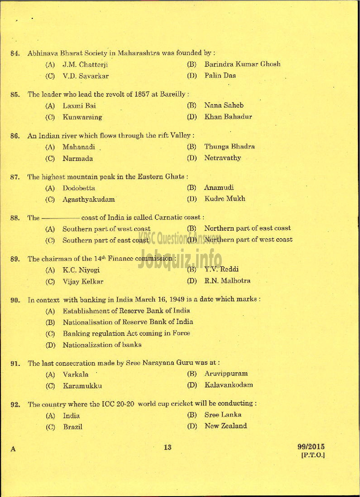 Kerala PSC Question Paper - LINEMAN PUBLIC WORKS ELECTRICAL WING-11