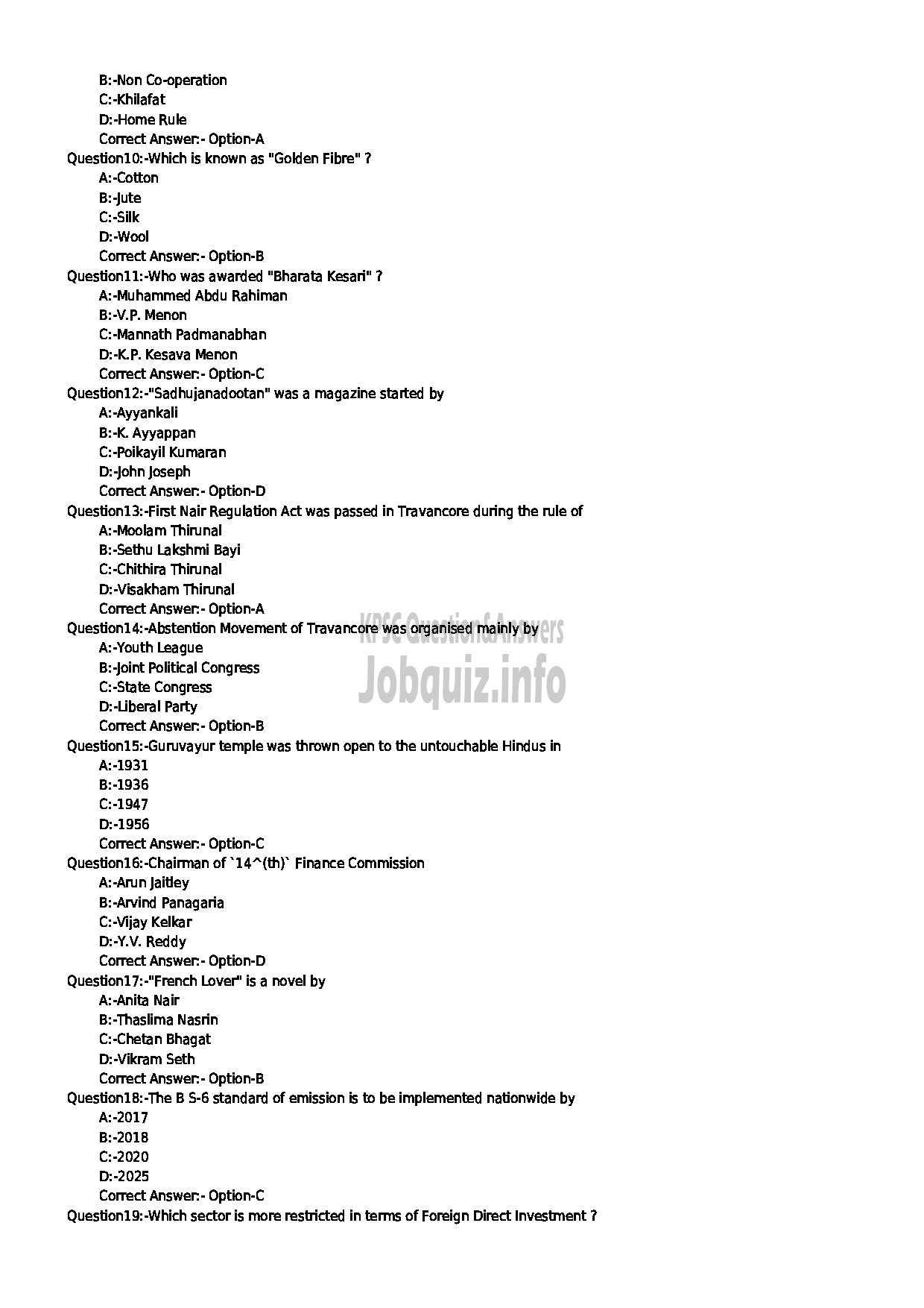 Kerala PSC Question Paper - LIVESTOCK INSPECTOR GR II ANIMAL HUSBANDRY-2