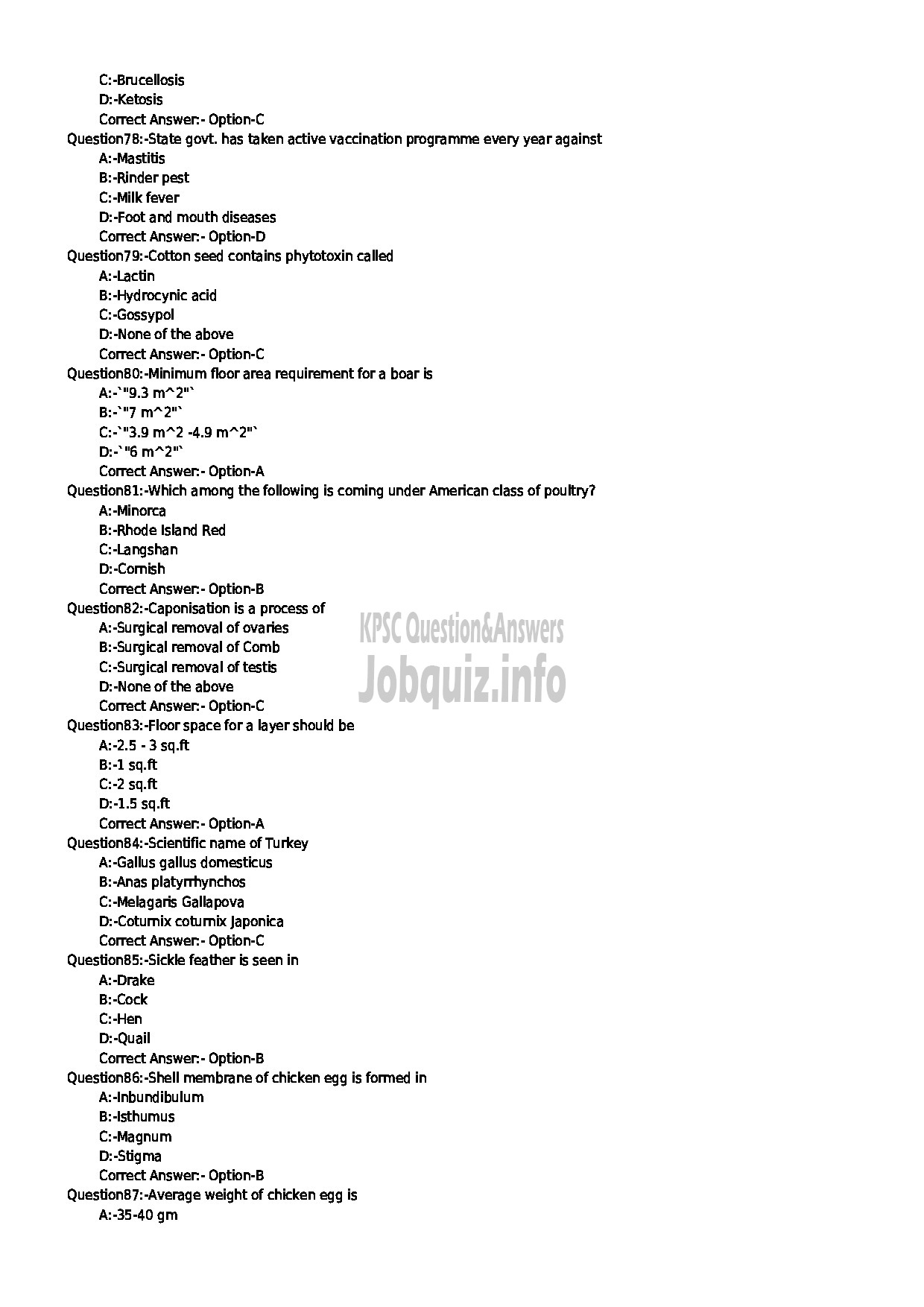 Kerala PSC Question Paper - LIVE STOCK INSPECTOR GRII POULTRY ASSISTANT MILK RECORDER STORE KEEPER ENUMERATOR CAT NO 59 2018 ANIMAL HUSBANDRY-9