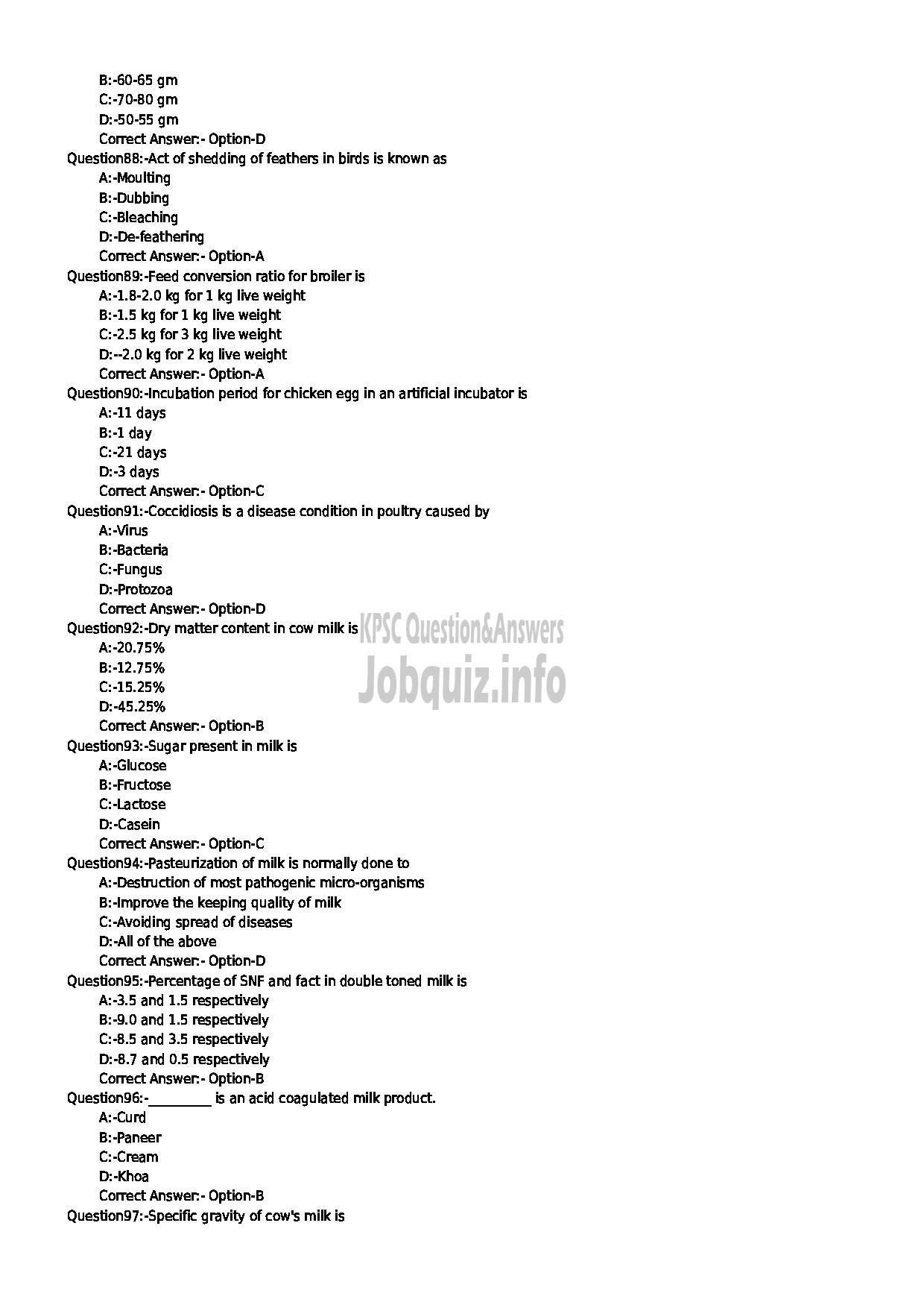 Kerala PSC Question Paper - LIVE STOCK INSPECTOR GRII POULTRY ASSISTANT MILK RECORDER STORE KEEPER ENUMERATOR CAT NO 59 2018 ANIMAL HUSBANDRY-10
