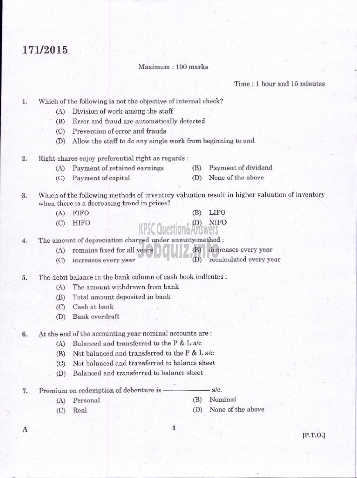 Kerala PSC Question Paper - LOWER DIVISION ACCOUNTANT KERALA SMALL INDUSTRIES DEVELOPMENT CORPORATION LTD-1