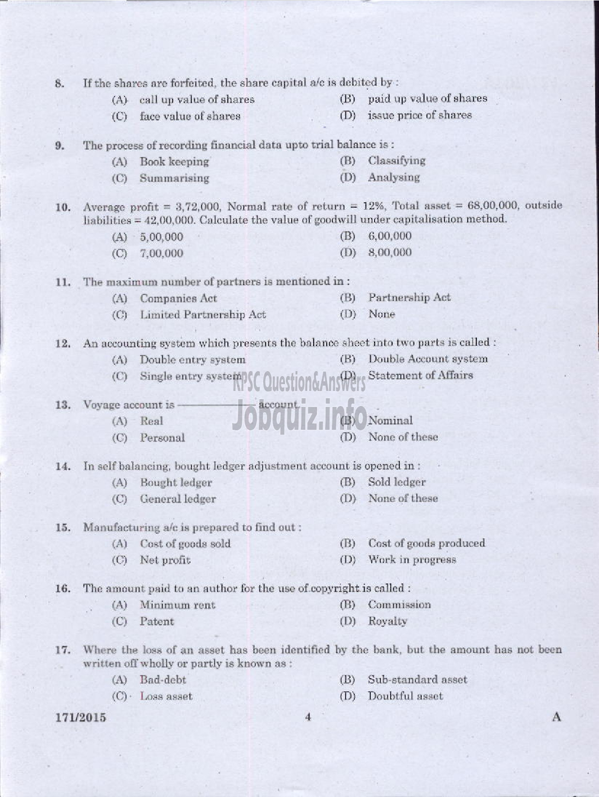 Kerala PSC Question Paper - LOWER DIVISION ACCOUNTANT KERALA SMALL INDUSTRIES DEVELOPMENT CORPORATION LTD-2