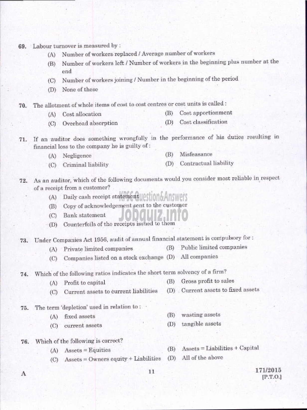 Kerala PSC Question Paper - LOWER DIVISION ACCOUNTANT KERALA SMALL INDUSTRIES DEVELOPMENT CORPORATION LTD-9