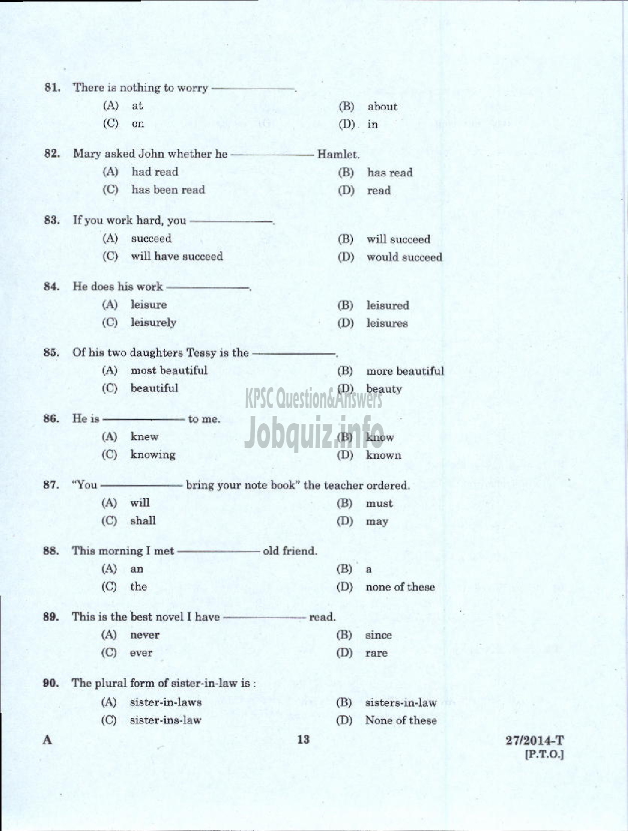 Kerala PSC Question Paper - LOWER DIVISION CLERK 2014 VARIOUS BY TRANSFER ( Tamil )-11