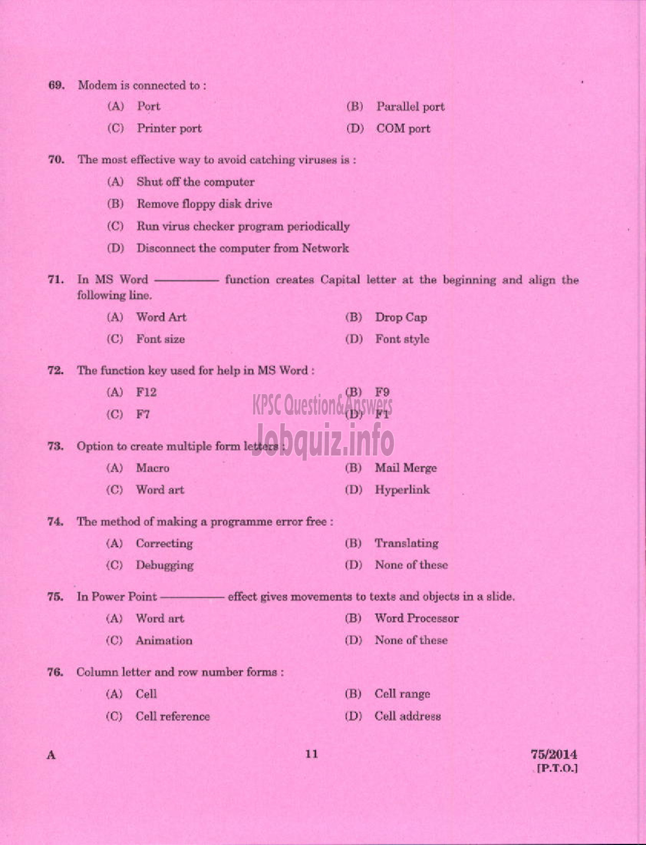 Kerala PSC Question Paper - LOWER DIVISION CLERK BY TRANSFER KERALA WATER AUTHORITY-9