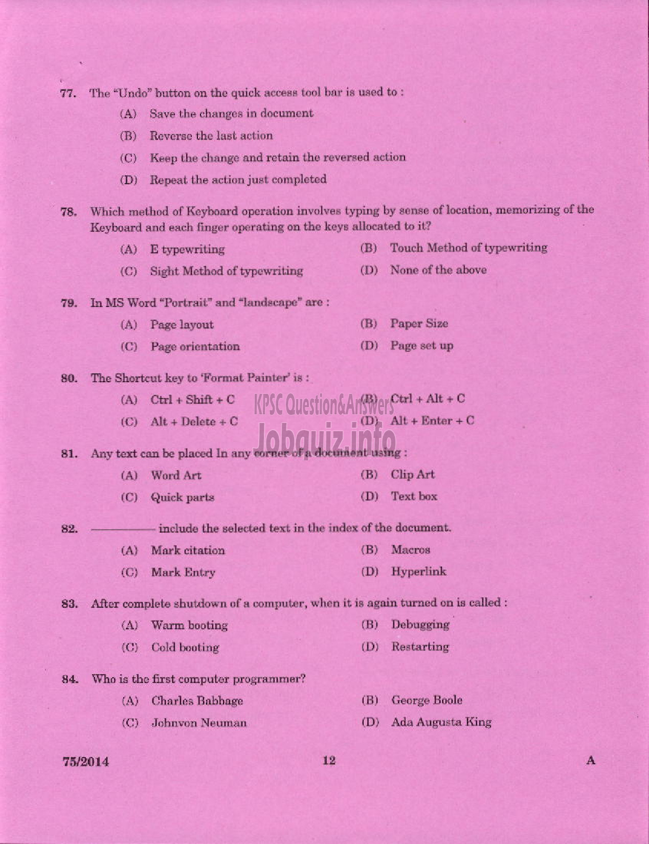 Kerala PSC Question Paper - LOWER DIVISION CLERK BY TRANSFER KERALA WATER AUTHORITY-10