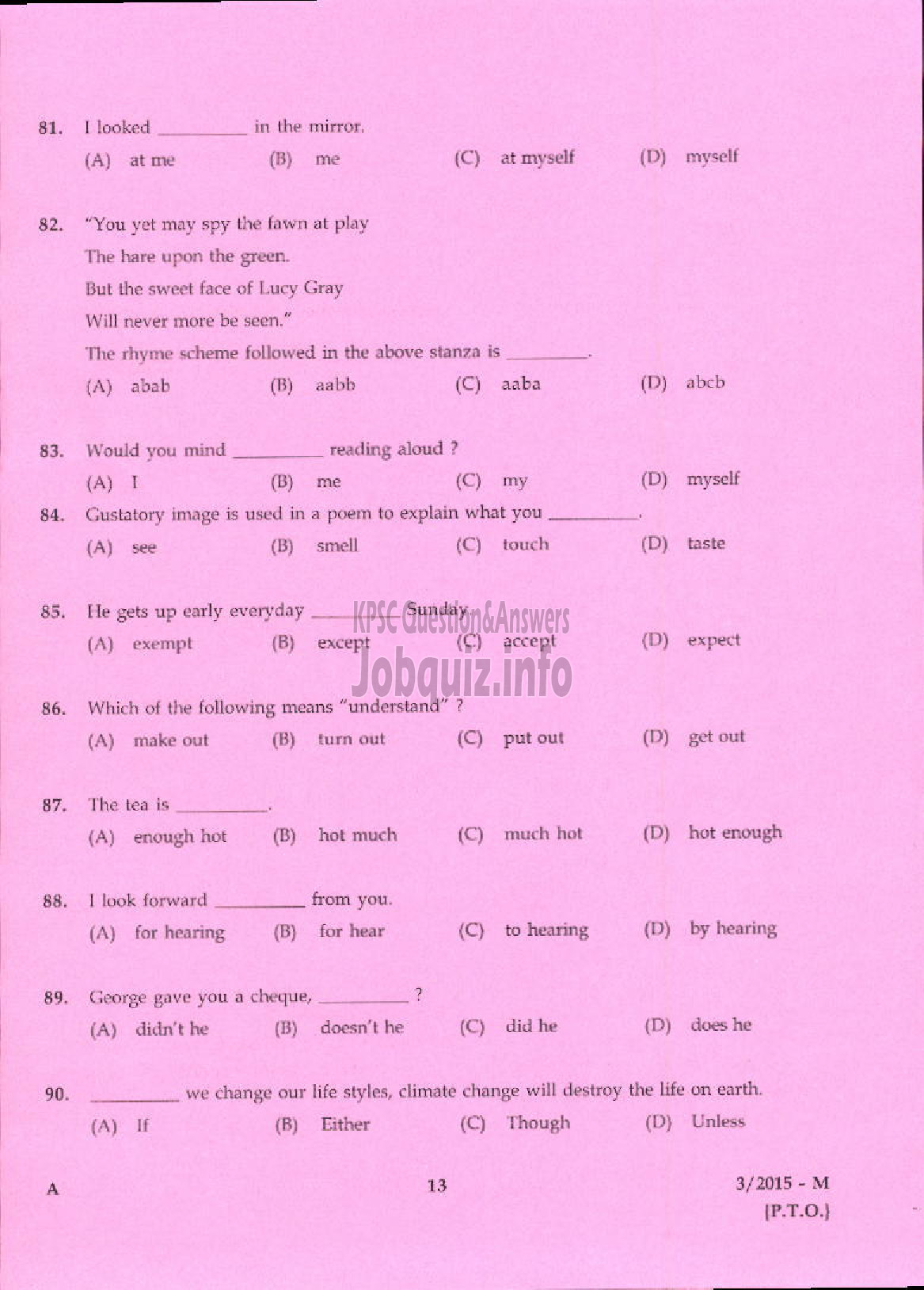 Kerala PSC Question Paper - LOWER DIVISION CLERK EX SERVICEMEN ONLY NCC / SAINIK WELFARE TSR DIST ( Malayalam ) -11