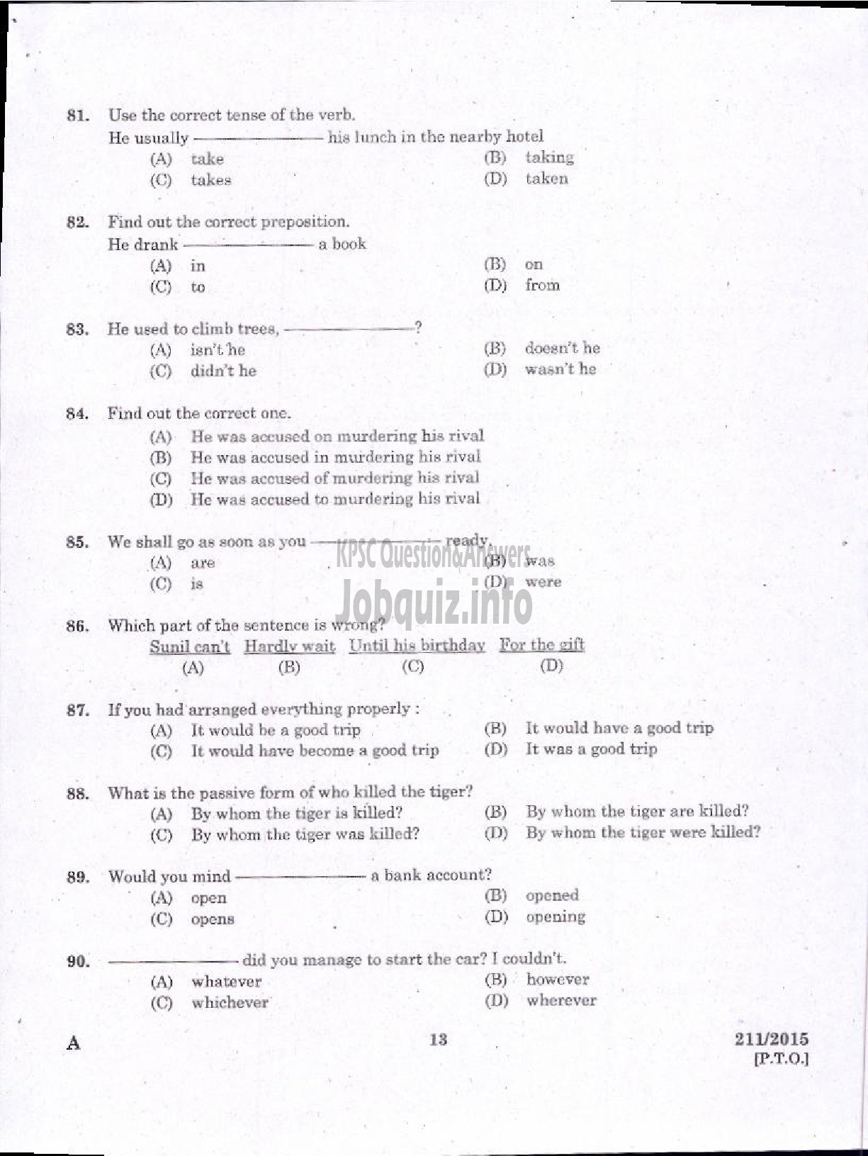 Kerala PSC Question Paper - LOWER DIVISION CLERK KANNADA AND MALAYALAM KNOWING NCA VARIOUS-11