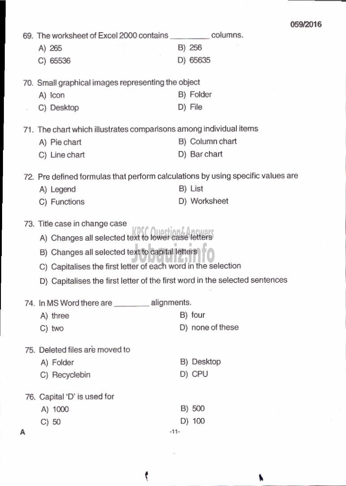 Kerala PSC Question Paper - LOWER DIVISION TYPIST/CLERK TYPIST/TYPIST CLERK VARIOUS /NCC/SAINIK WELFARE-9
