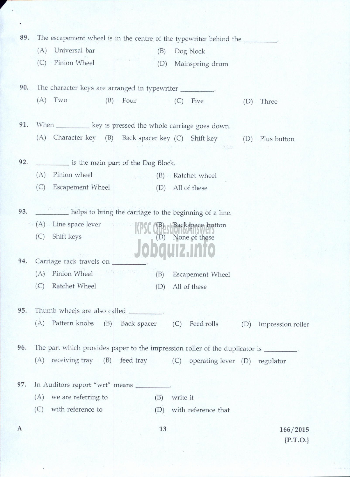 Kerala PSC Question Paper - LOWER DIVISION TYPIST JUNIOR FAIR COPY ASSISTANT KSEB-11