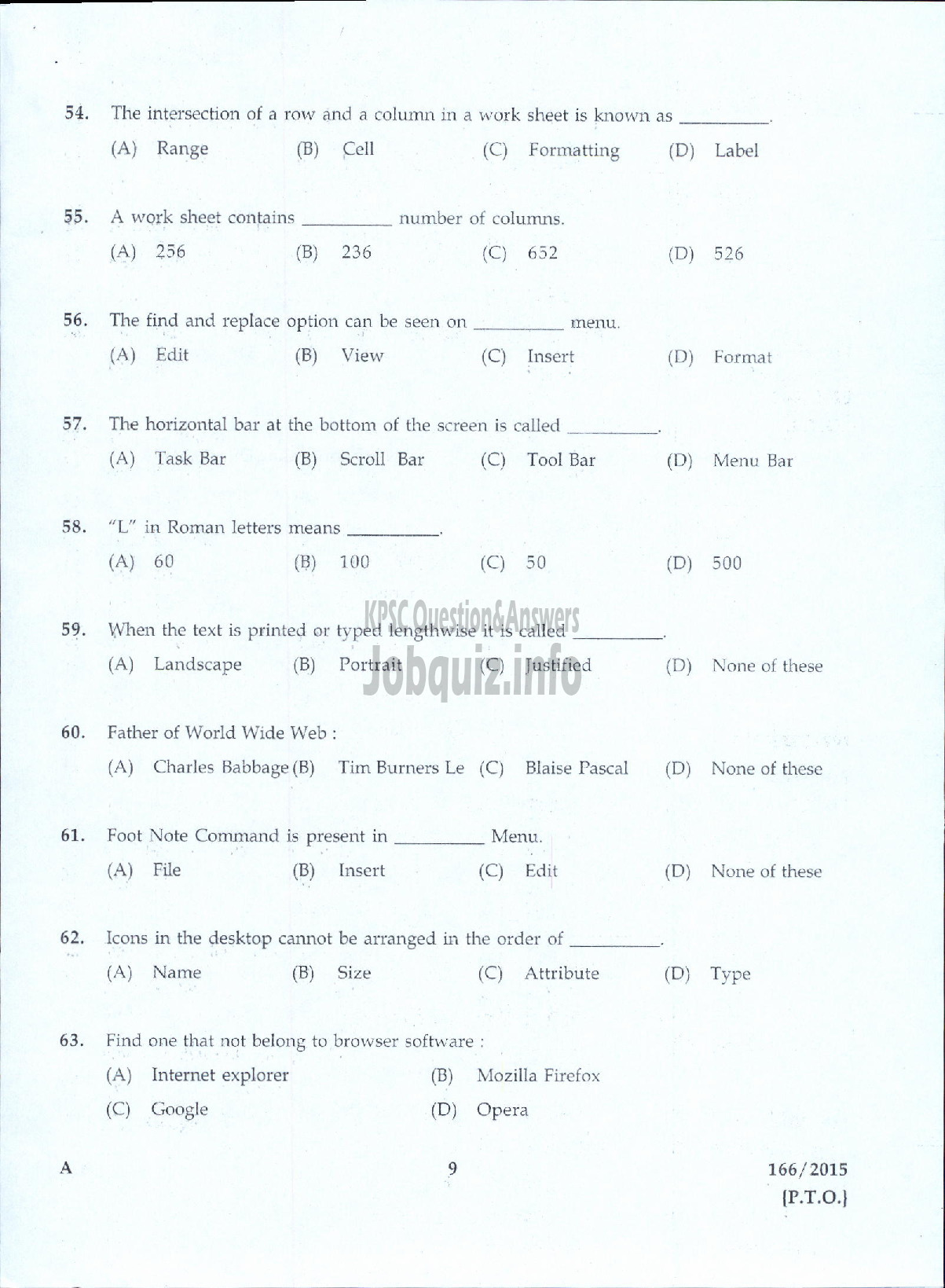 Kerala PSC Question Paper - LOWER DIVISION TYPIST JUNIOR FAIR COPY ASSISTANT KSEB-7