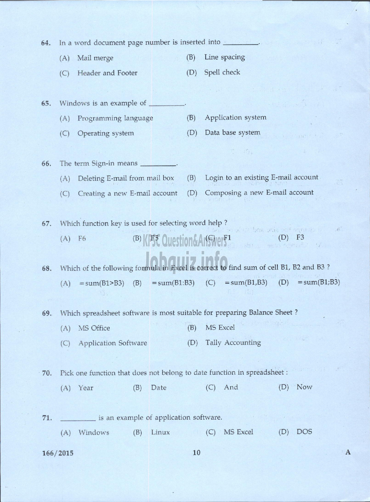 Kerala PSC Question Paper - LOWER DIVISION TYPIST JUNIOR FAIR COPY ASSISTANT KSEB-8
