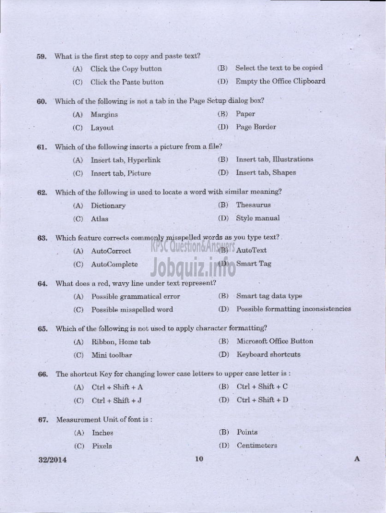 Kerala PSC Question Paper - LOWER DIVISION TYPIST NCA VARIOUS GOVERNMENT OWNED COMPANIES IDKY-8