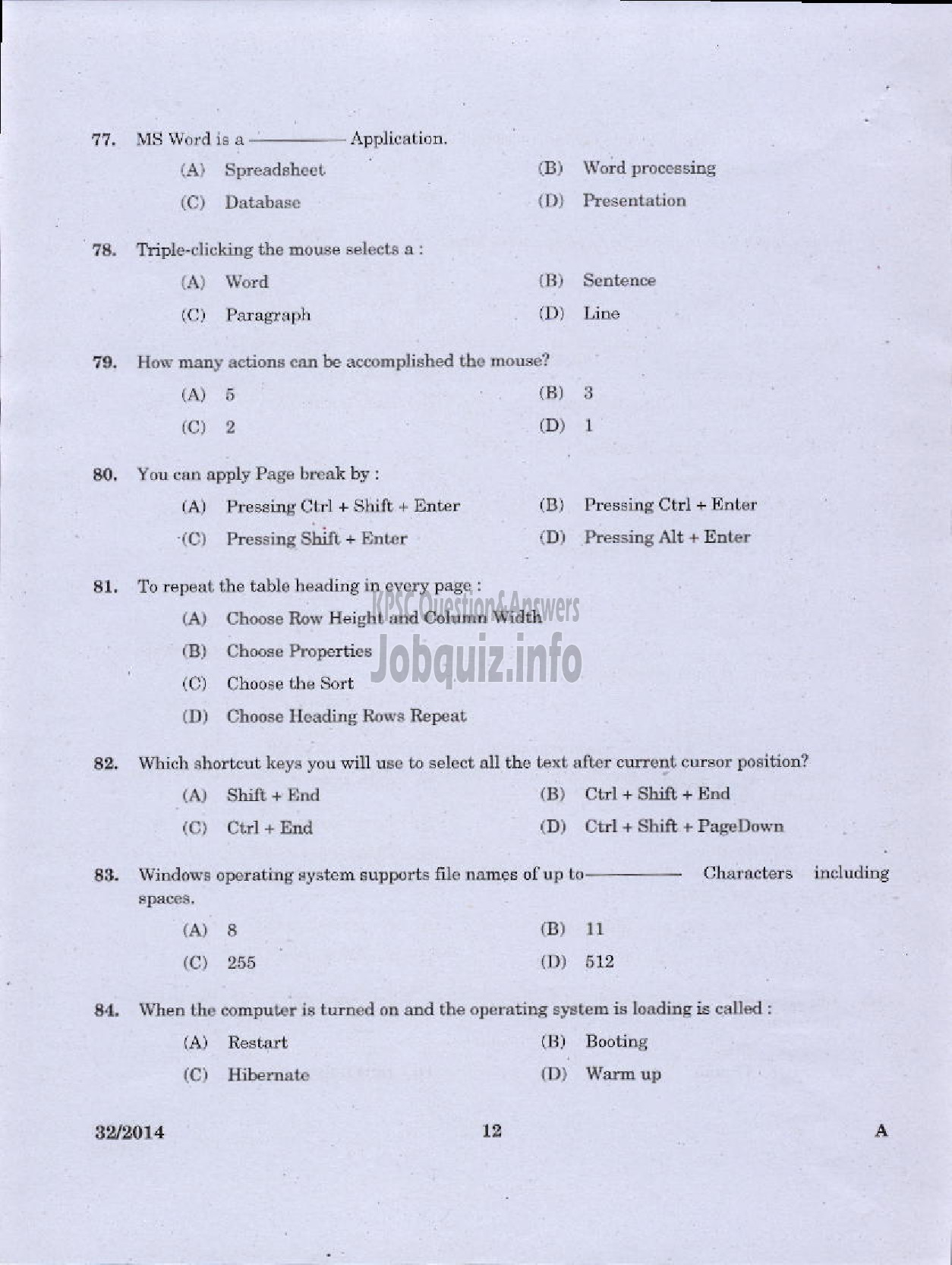 Kerala PSC Question Paper - LOWER DIVISION TYPIST NCA VARIOUS GOVERNMENT OWNED COMPANIES IDUKKY-10