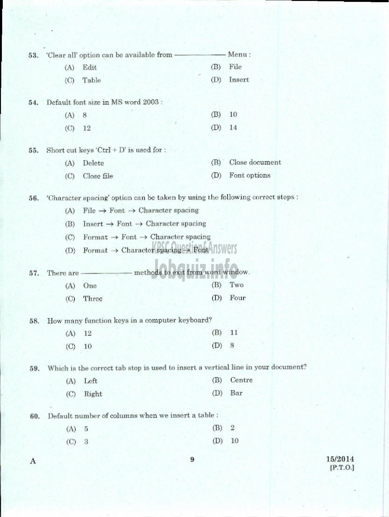 Kerala PSC Question Paper - LOWER DIVISION TYPIST SR FOR SC/ST VARIOUS-7