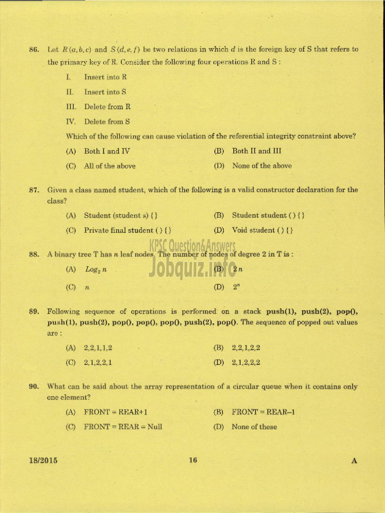 Kerala PSC Question Paper - LR IN INFORMATION TECHNOLOGY POLYTECHNICS KERALA TECHNICAL EDUCATION-14