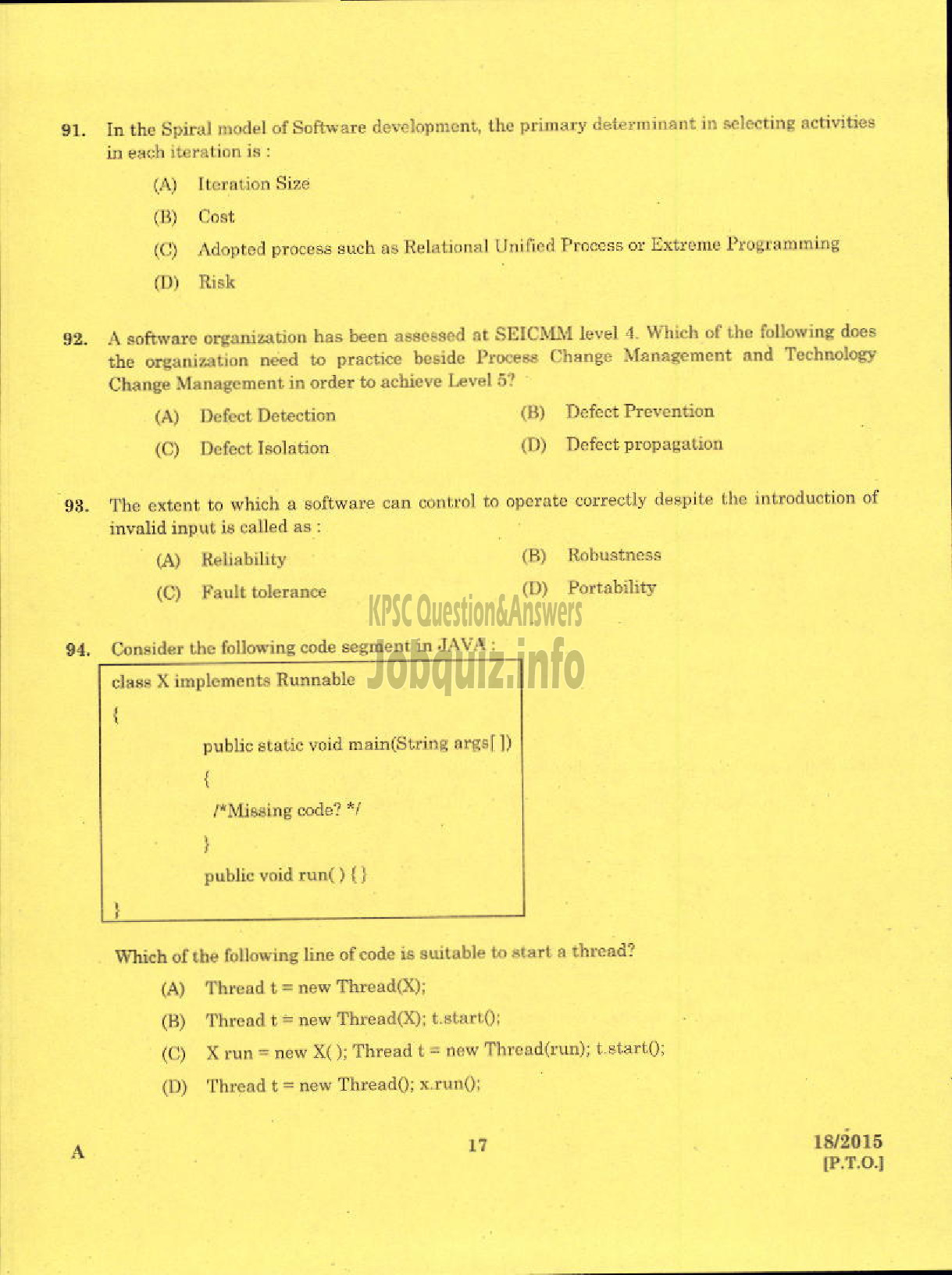 Kerala PSC Question Paper - LR IN INFORMATION TECHNOLOGY POLYTECHNICS KERALA TECHNICAL EDUCATION-15