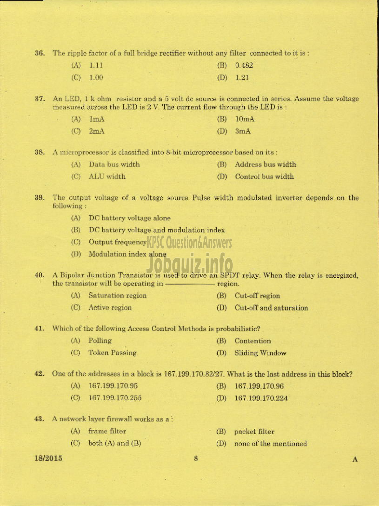 Kerala PSC Question Paper - LR IN INFORMATION TECHNOLOGY POLYTECHNICS KERALA TECHNICAL EDUCATION-6