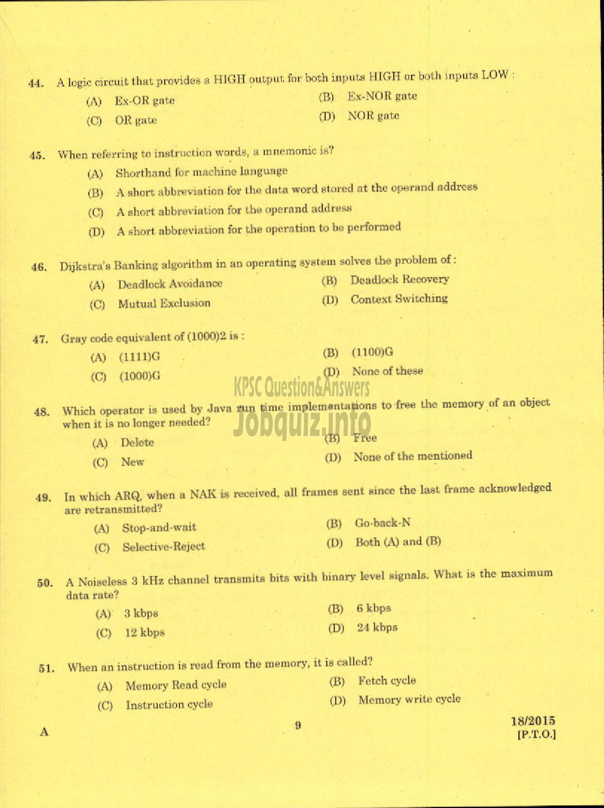 Kerala PSC Question Paper - LR IN INFORMATION TECHNOLOGY POLYTECHNICS KERALA TECHNICAL EDUCATION-7