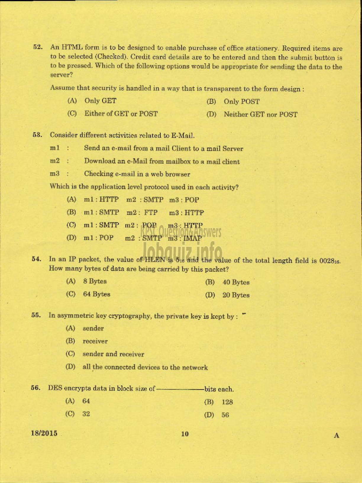 Kerala PSC Question Paper - LR IN INFORMATION TECHNOLOGY POLYTECHNICS KERALA TECHNICAL EDUCATION-8