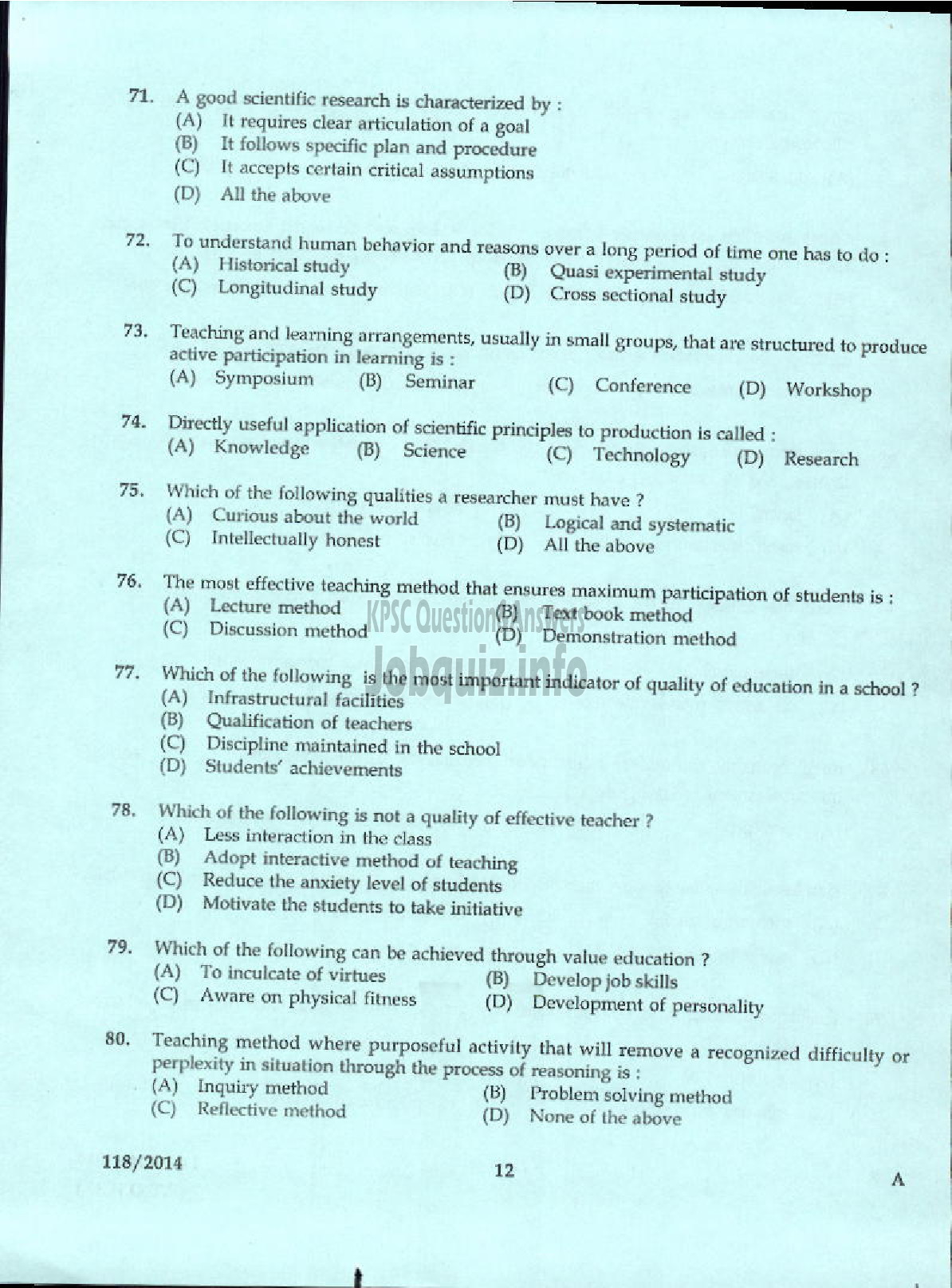 Kerala PSC Question Paper - LR IN MALAYALAM KERALA COLLEGIATE EDUCATION-10