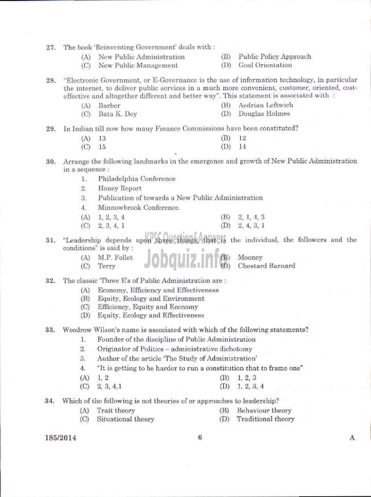 Kerala PSC Question Paper - LR IN PUBLIC ADMINISTRATION KERALA COLLEGIATE EDUCATION-4